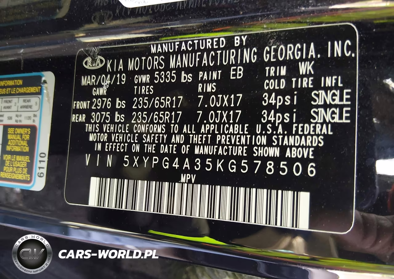 2019 Kia Sorento 2.4L L VIN:5XYPG4A35KG578506 - 9