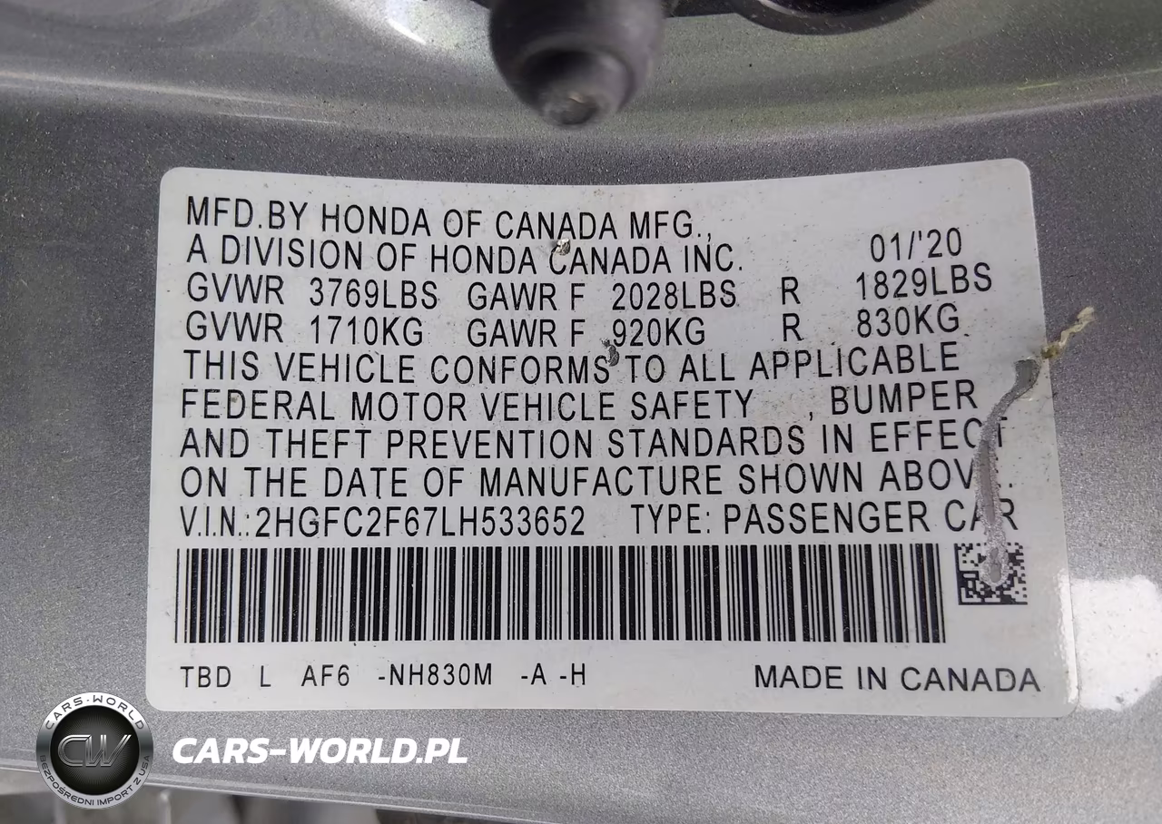 2020 Honda Civic Lx VIN:2HGFC2F67LH533652 - 9
