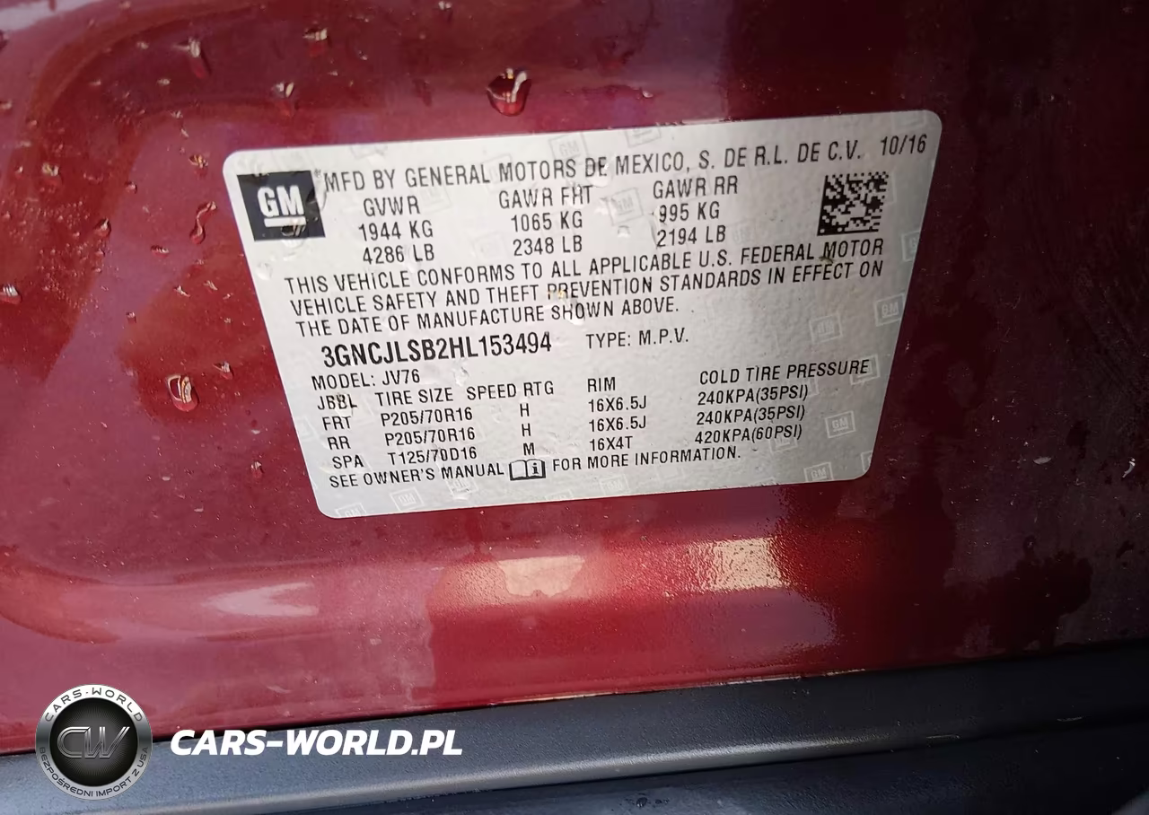 2017 Chevrolet Trax Lt VIN:3GNCJLSB2HL153494 - 9
