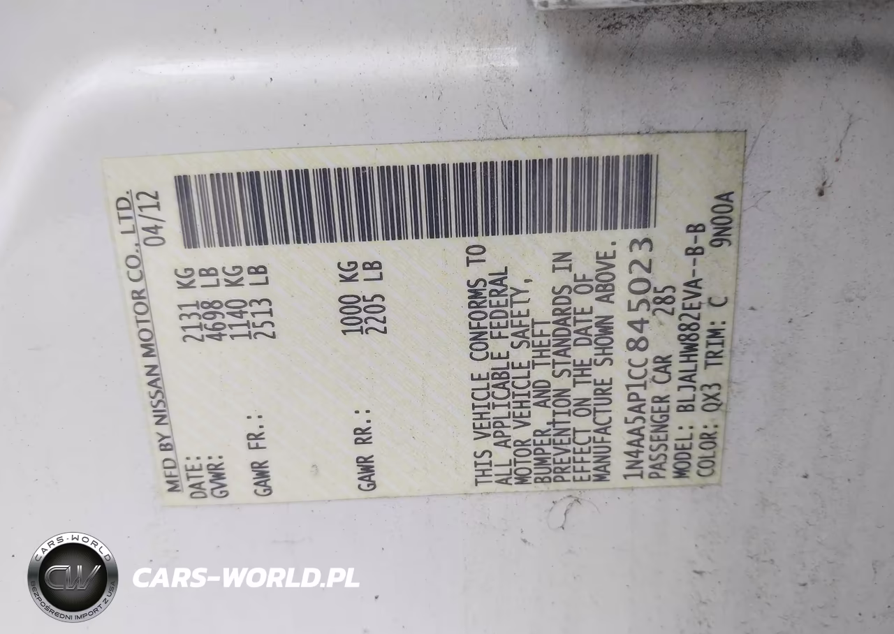 2012 Nissan Maxima 3.5 Sv VIN:1N4AA5AP1CC845023 - 9