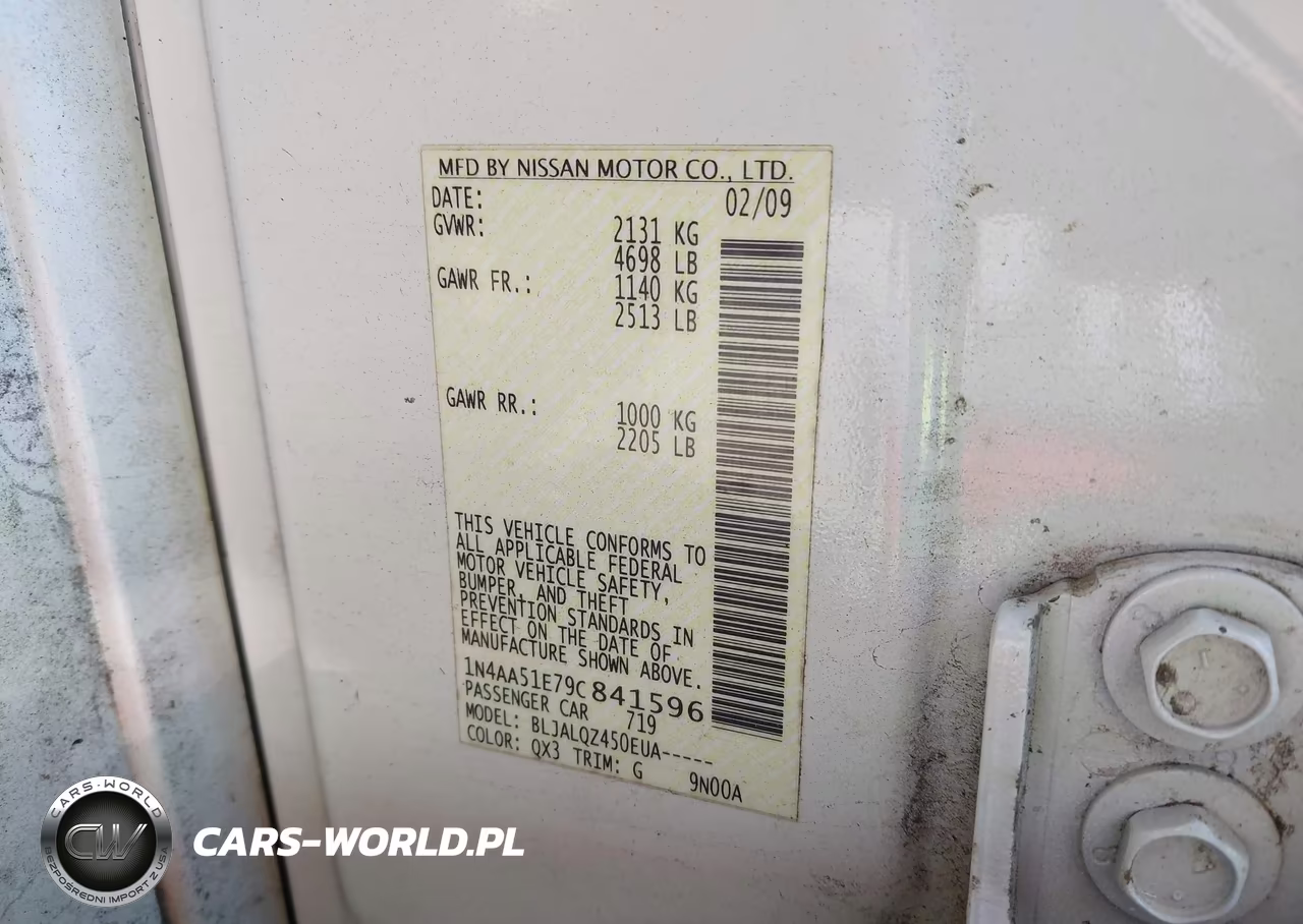 2009 Nissan Maxima 3.5 S VIN:1N4AA51E79C841596 - 9