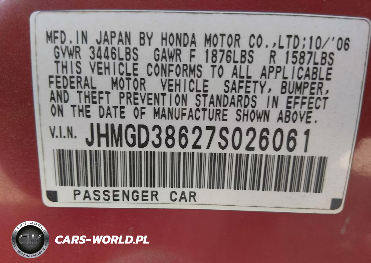 2007 Honda Fit Sport VIN:JHMGD38627S026061 - 9