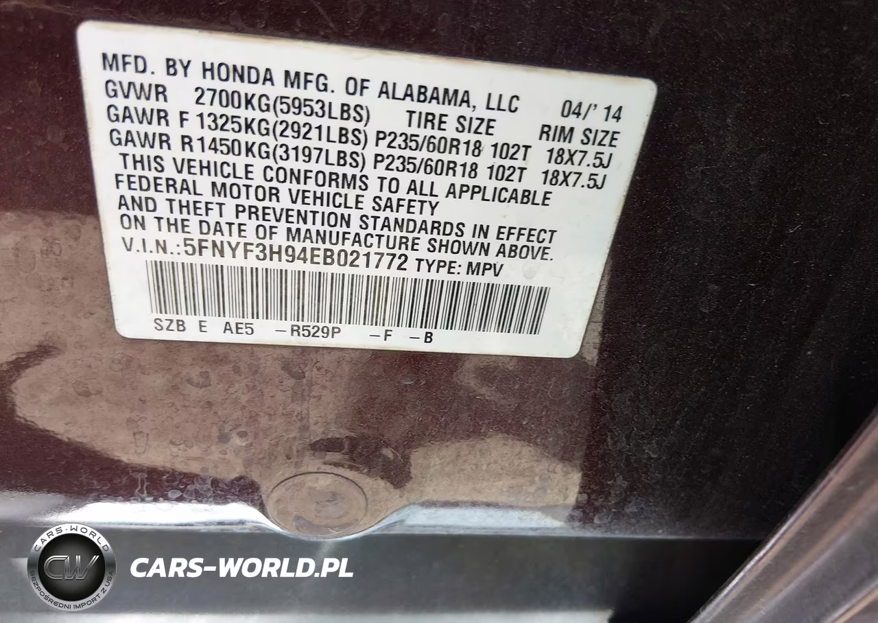 2014 Honda Pilot Touring VIN:5FNYF3H94EB021772 - 9
