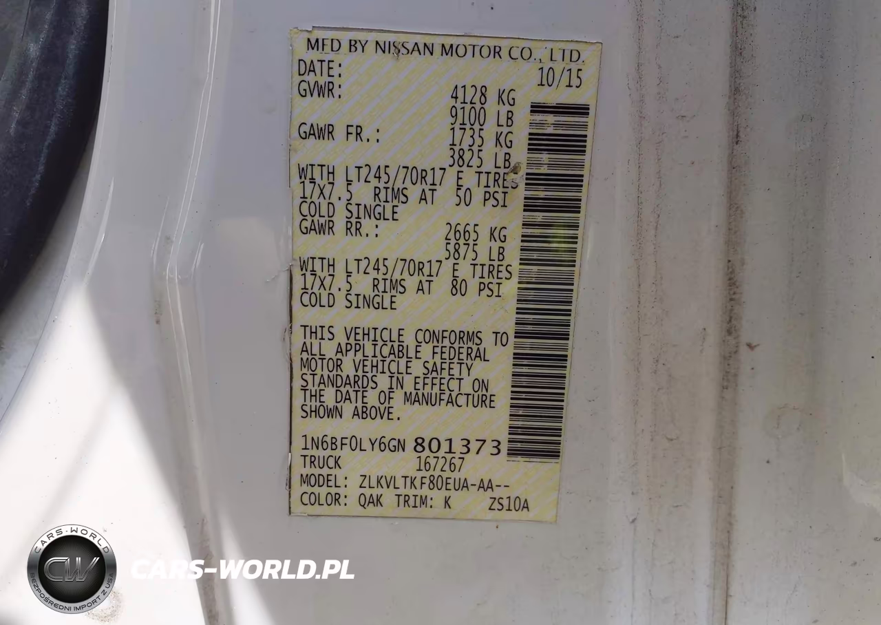 2016 Nissan Nv Cargo Nv2500 Hd Sv V6 VIN:1N6BF0LY6GN801373 - 9