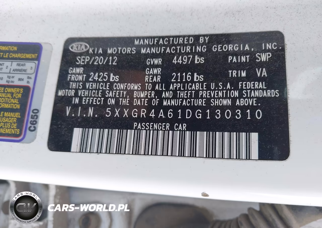 2013 Kia Optima Sx VIN:5XXGR4A61DG130310 - 9