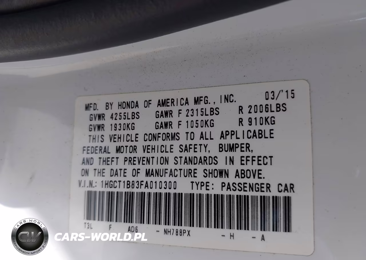 2015 Honda Accord Ex-L VIN:1HGCT1B83FA010300 - 9