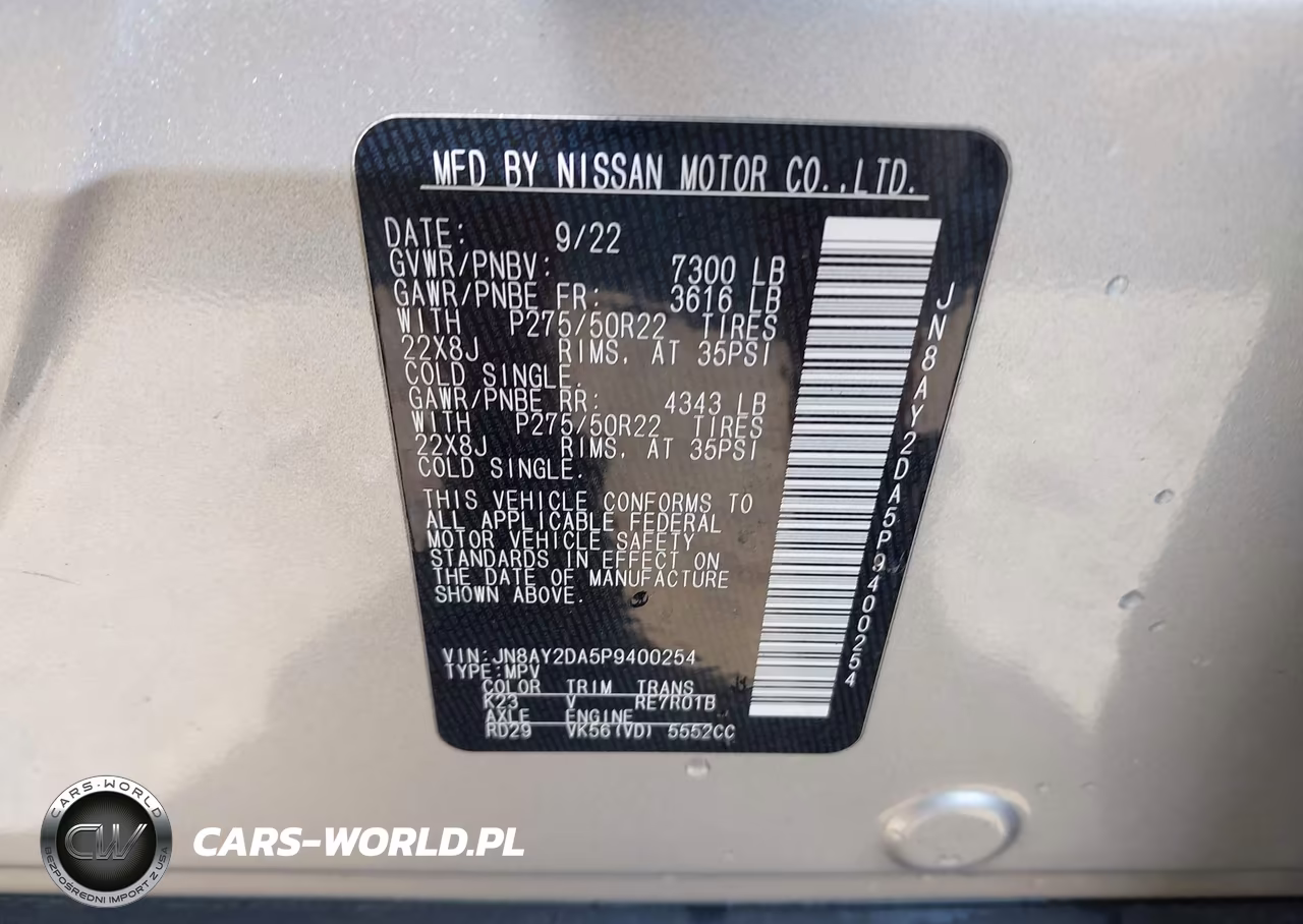 2023 Nissan Armada Platinum 2Wd VIN:JN8AY2DA5P9400254 - 9