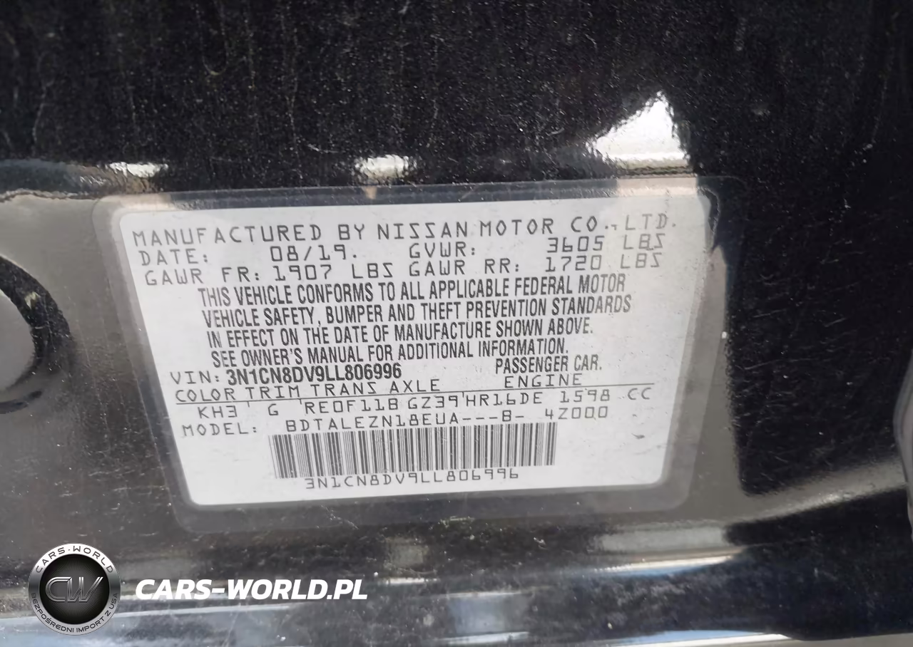 2020 Nissan Versa S Xtronic Cvt VIN:3N1CN8DV9LL806996 - 9