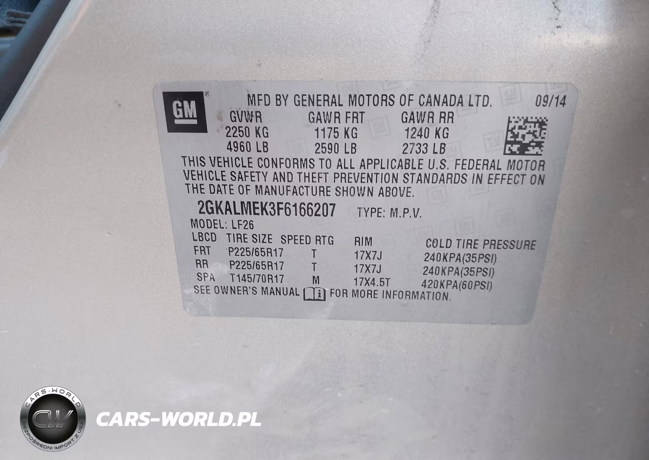 2015 GMC Terrain Sle-1 VIN:2GKALMEK3F6166207 - 9