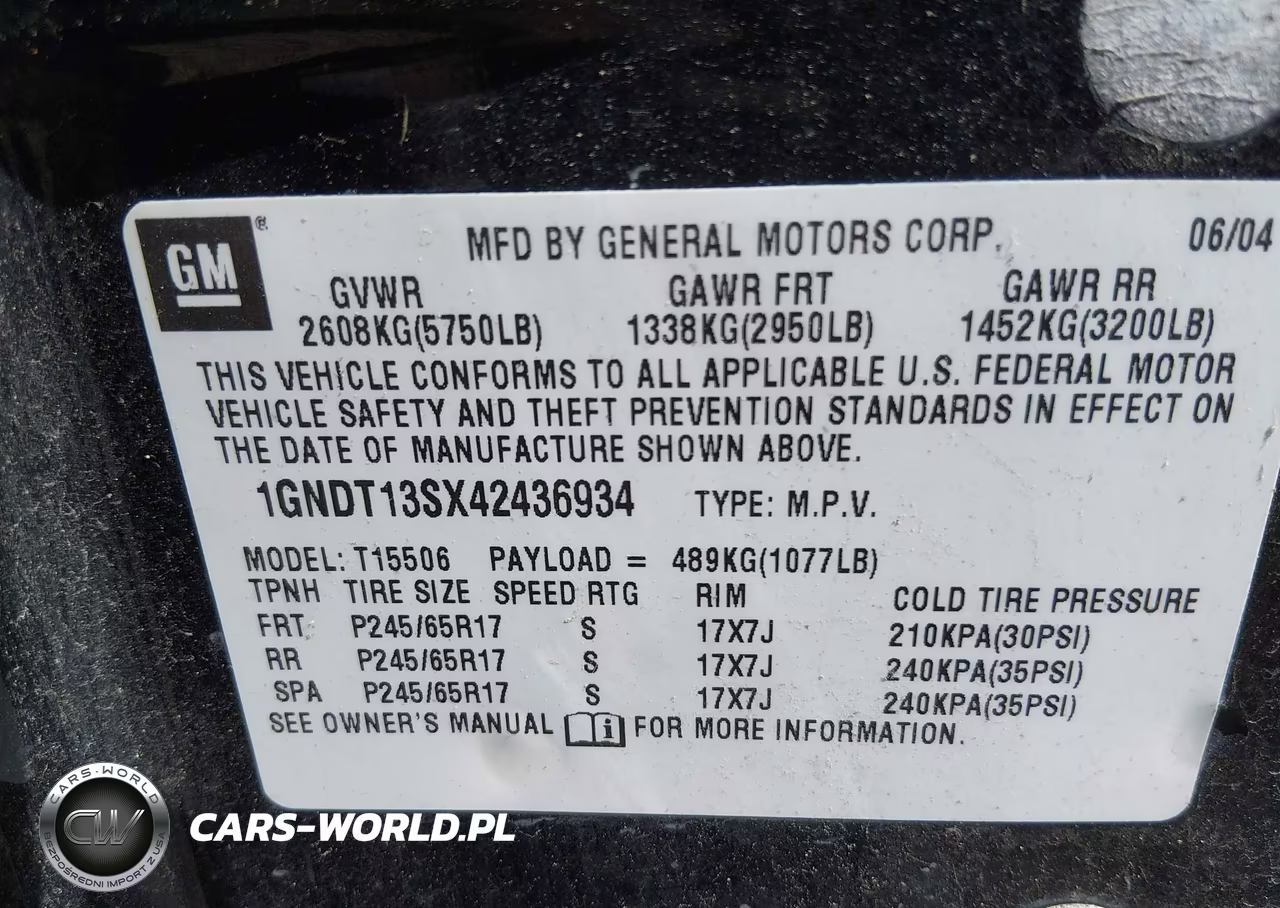 2004 Chevrolet Trailblazer Lt VIN:1GNDT13SX42436934 - 9