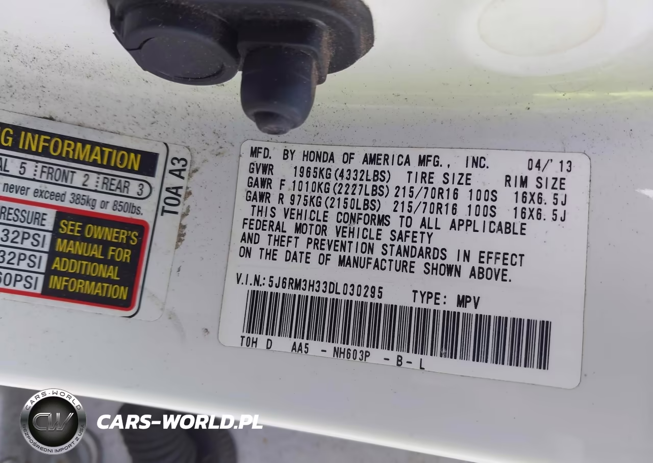 2013 Honda Cr-V Lx VIN:5J6RM3H33DL030295 - 9