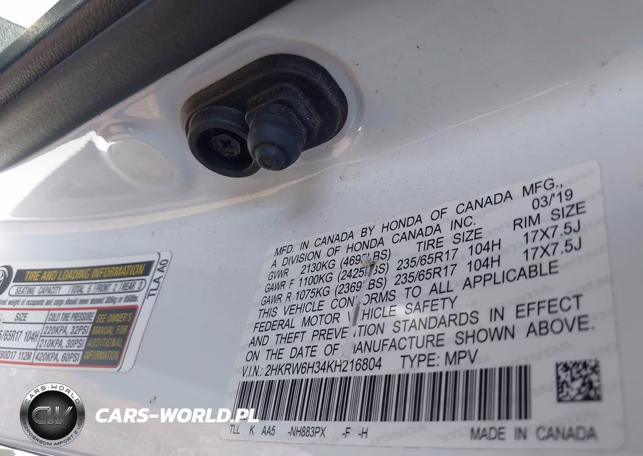 2019 Honda Cr-V Lx VIN:2HKRW6H34KH216804 - 9