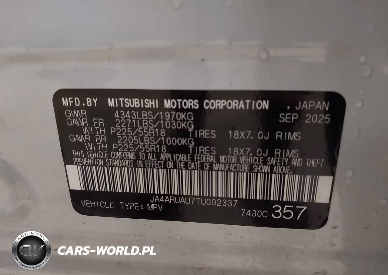 2026 Mitsubishi Outlander Sport 2.0 Es-2.0 Le-2.0 Ralliart-2.0 S-2.0 Se-2.0 Trail Edition VIN:JA4ARUAU7TU002337 - 9