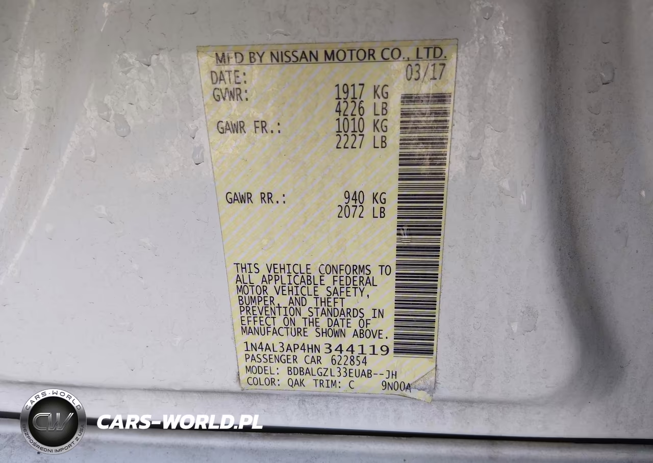 2017 Nissan Altima 2.5 S VIN:1N4AL3AP4HN344119 - 9