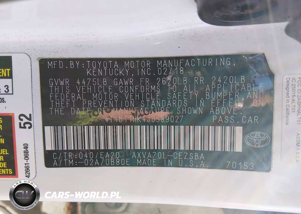 2018 Toyota Camry Se VIN:4T1B11HK4JU589027 - 9