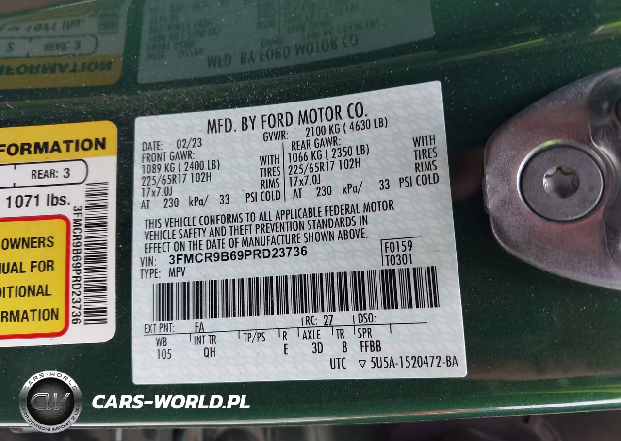 2023 Ford Bronco Sport Big Bend VIN:3FMCR9B69PRD23736 - 9