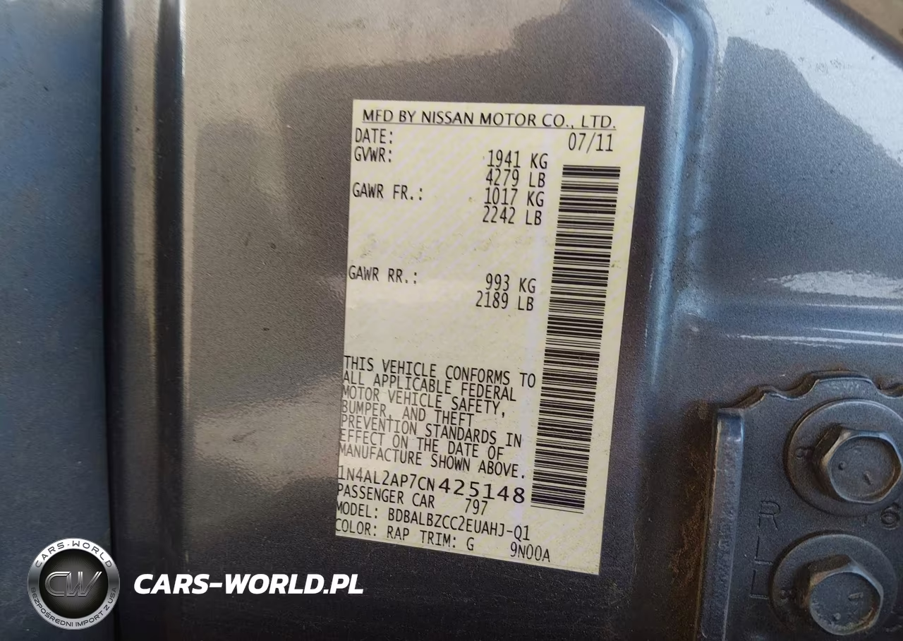 2012 Nissan Altima 2.5 S VIN:1N4AL2AP7CN425148 - 9