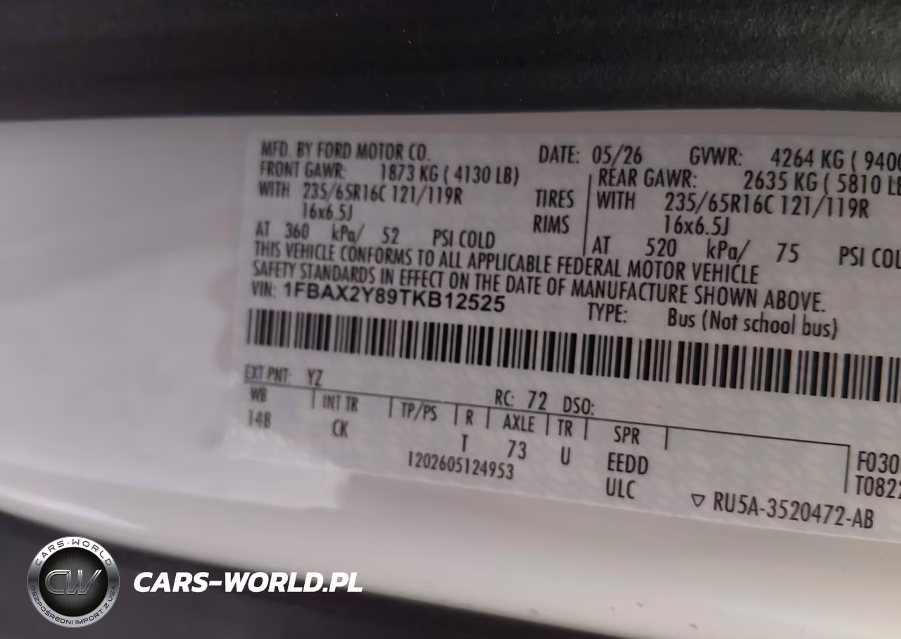 2026 Ford Transit-350 Passenger Van Xlt VIN:1FBAX2Y89TKB12525 - 9