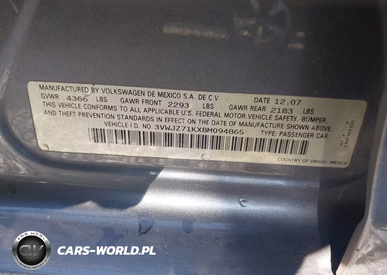 2008 Volkswagen Jetta S VIN:3VWJZ71KX8M094865 - 9