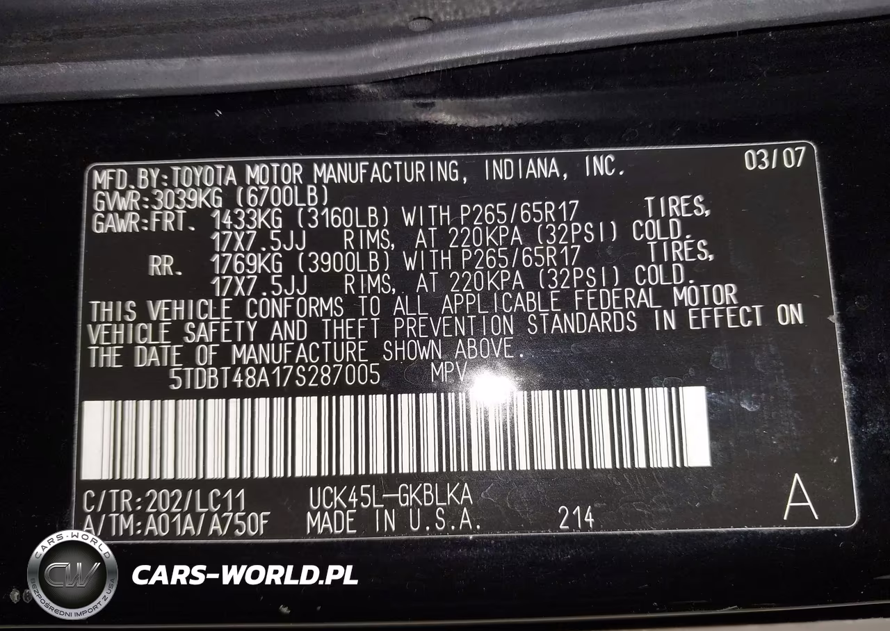 2007 Toyota Sequoia Limited VIN:5TDBT48A17S287005 - 9