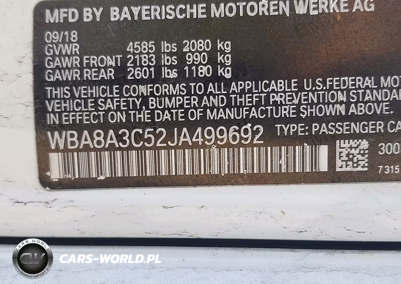 2018 BMW 320I xDrive VIN:WBA8A3C52JA499692 - 9