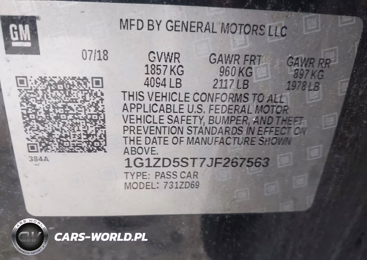 2018 Chevrolet Malibu Lt VIN:1G1ZD5ST7JF267563 - 9