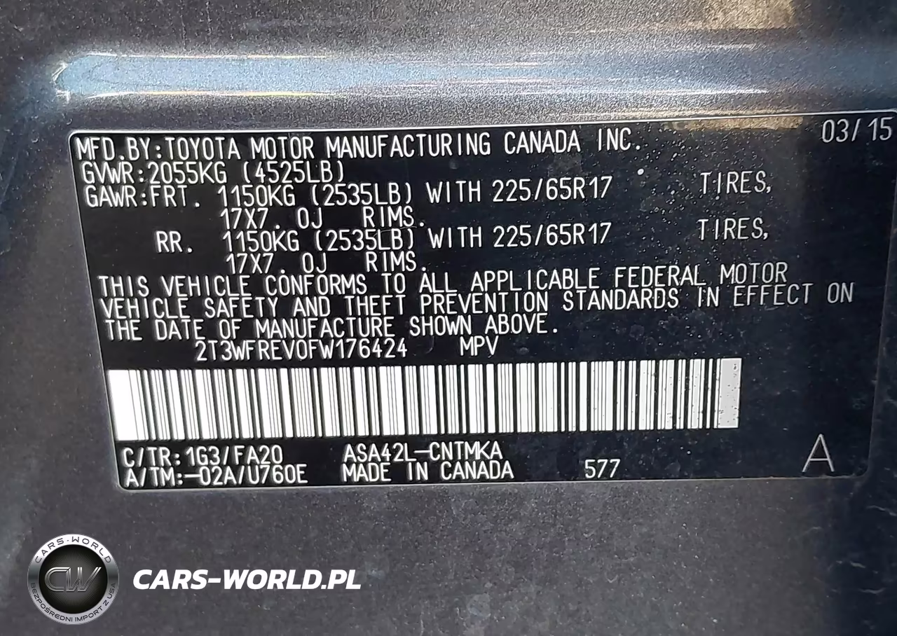 2015 Toyota Rav4 Xle VIN:2T3WFREV0FW176424 - 9