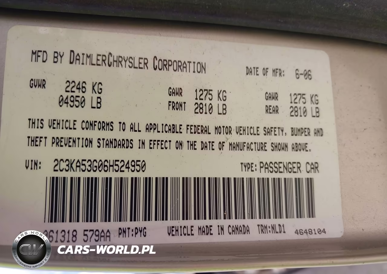 2006 Chrysler 300 Touring VIN:2C3KA53G06H524950 - 9