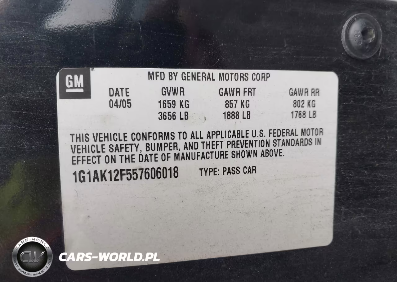 2005 Chevrolet Cobalt VIN:1G1AK12F557606018 - 9
