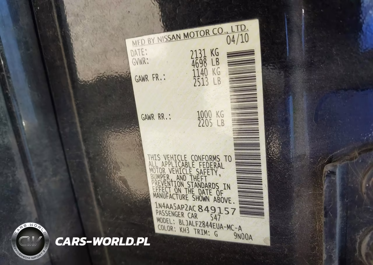 2010 Nissan Maxima 3.5 Sv VIN:1N4AA5AP2AC849157 - 9