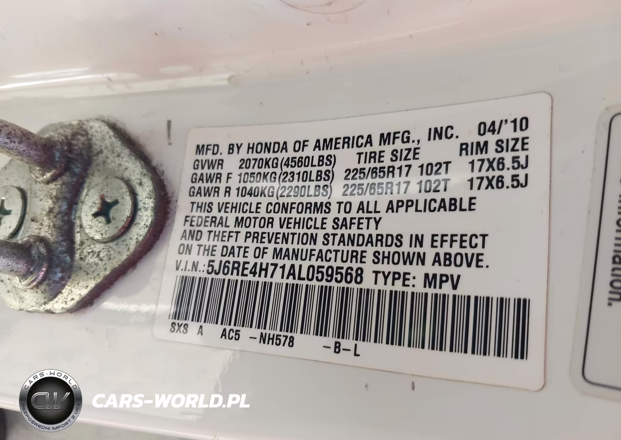 2010 Honda Cr-V Ex-L VIN:5J6RE4H71AL059568 - 9