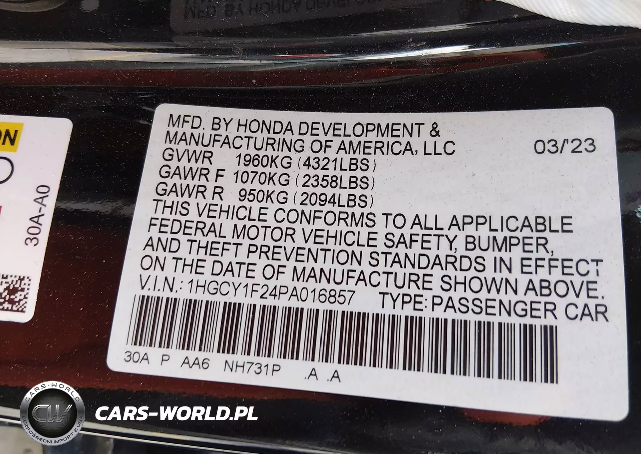 2023 Honda Accord Lx VIN:1HGCY1F24PA016857 - 9