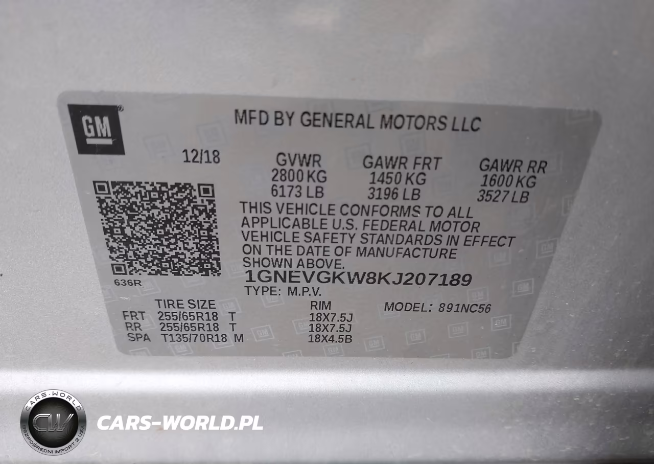 2019 Chevrolet Traverse 1Lt VIN:1GNEVGKW8KJ207189 - 9