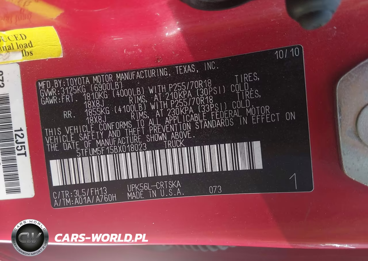 2011 Toyota Tundra Grade 4.6L V8 VIN:5TFUM5F15BX018023 - 9