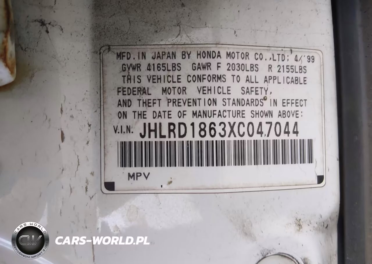 1999 Honda Cr-V Ex VIN:JHLRD1863XC047044 - 9