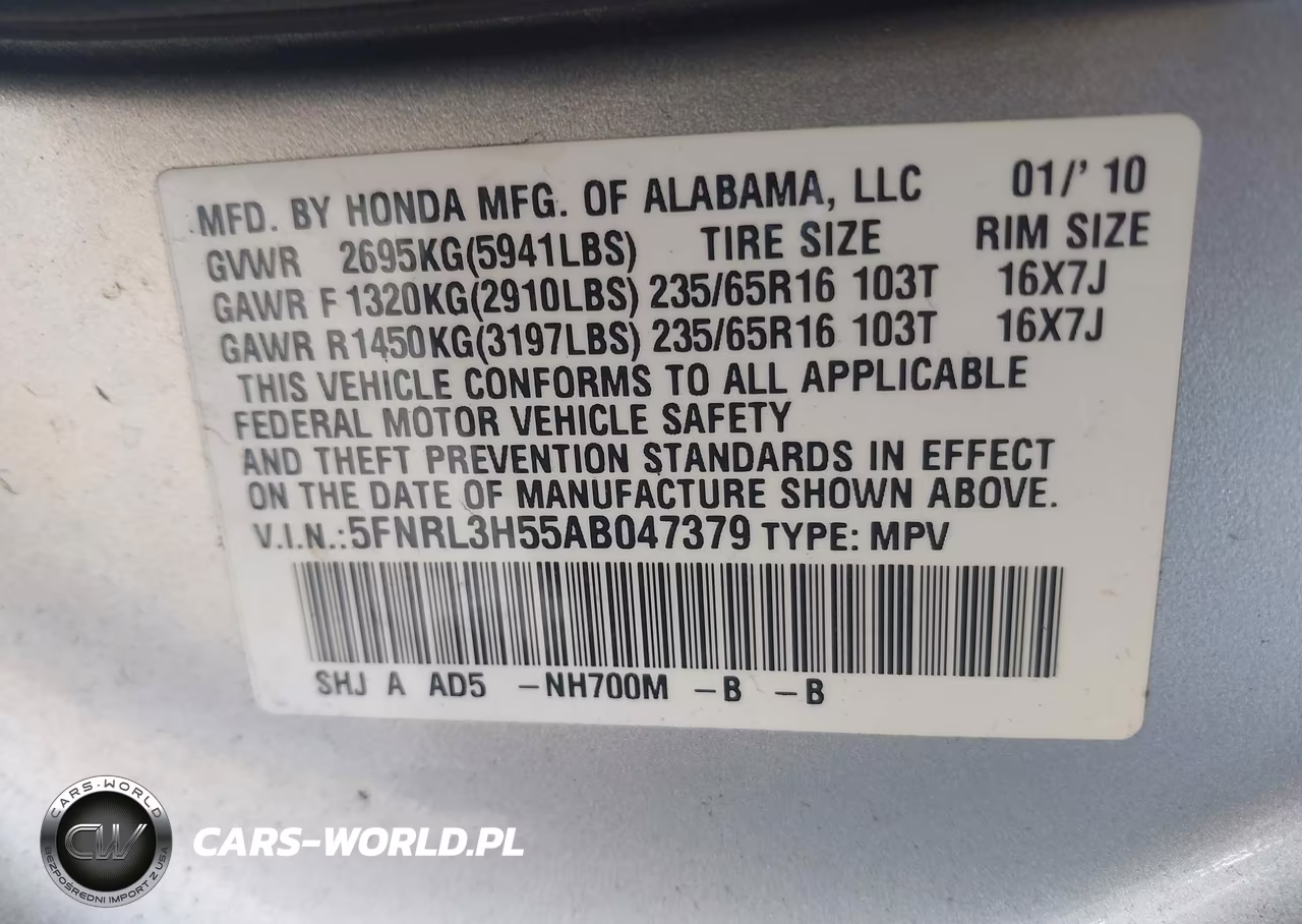 2010 Honda Odyssey Ex VIN:5FNRL3H55AB047379 - 9