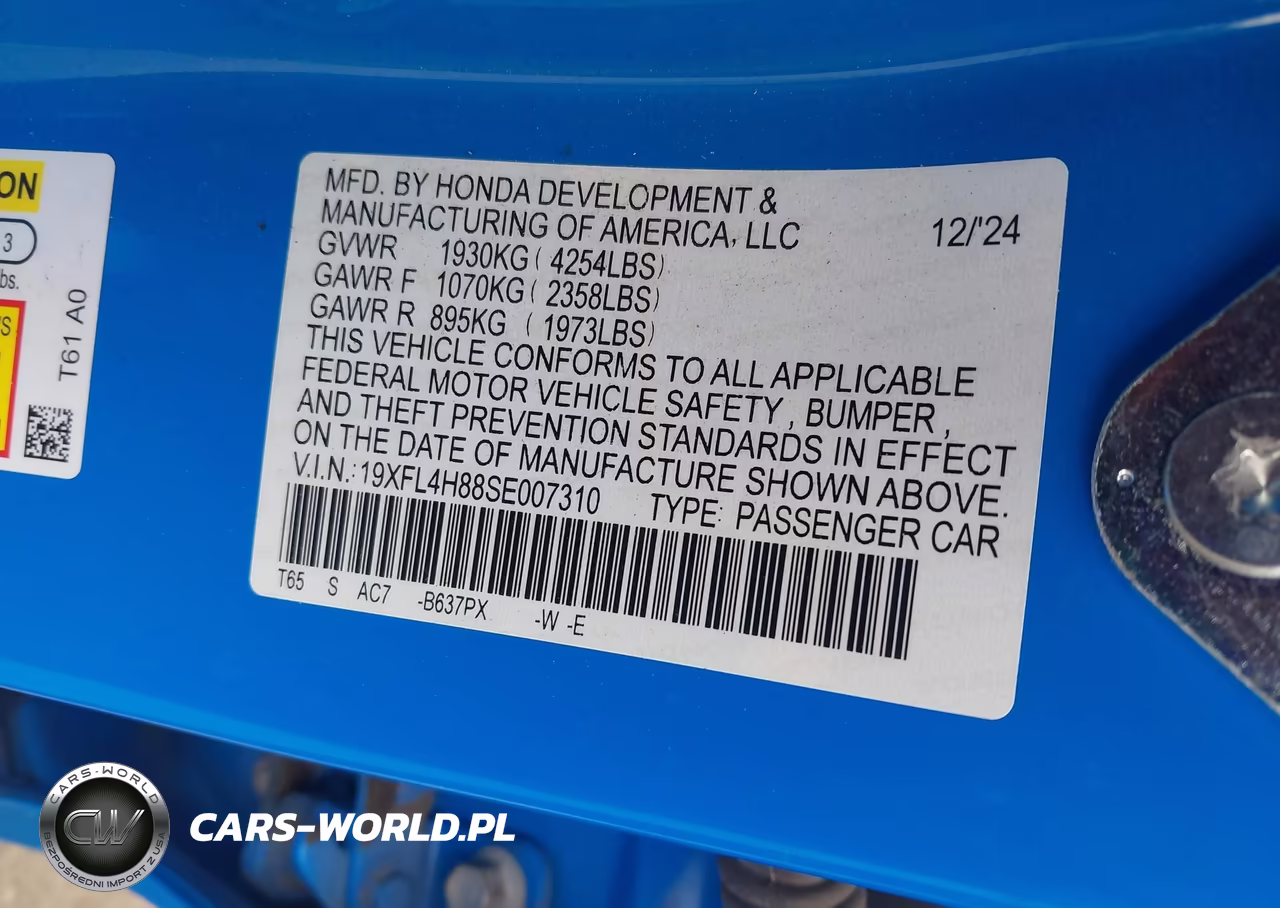 2025 Honda Civic Hybrid Sport VIN:19XFL4H88SE007310 - 9