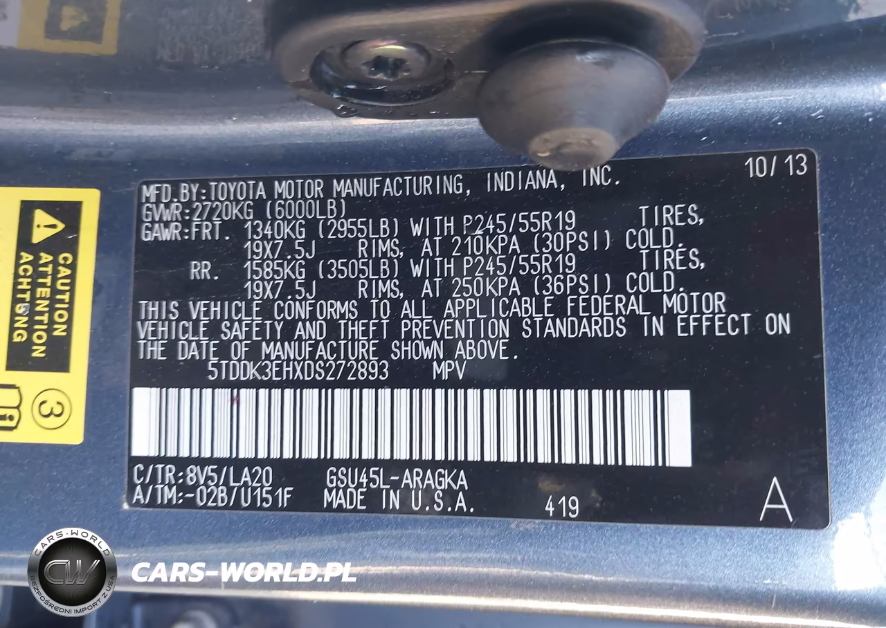 2013 Toyota Highlander Limited V6 VIN:5TDDK3EHXDS272893 - 9