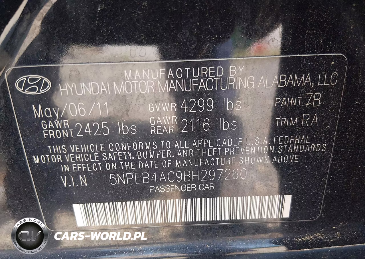 2011 Hyundai Sonata Gls VIN:5NPEB4AC9BH297260 - 9