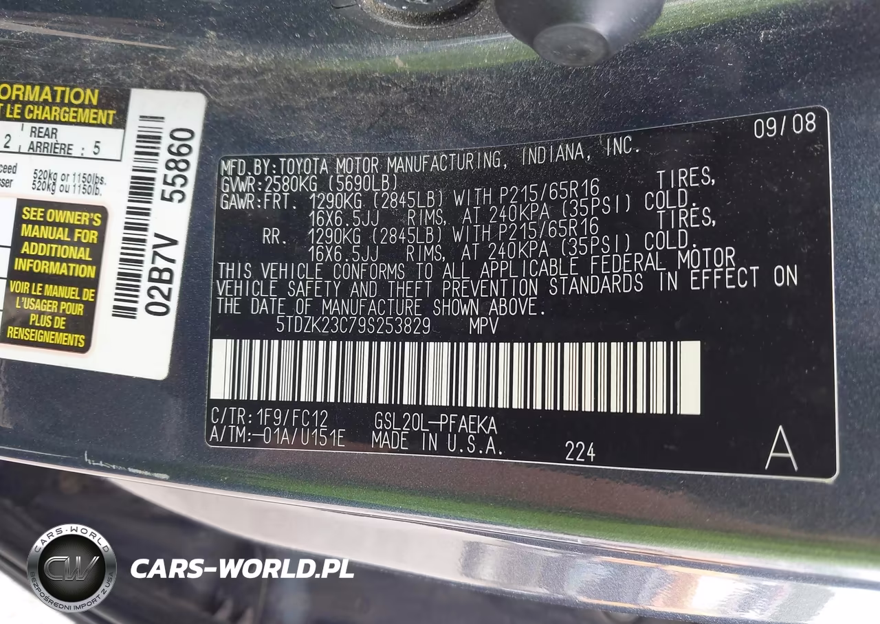 2009 Toyota Sienna Le VIN:5TDZK23C79S253829 - 9