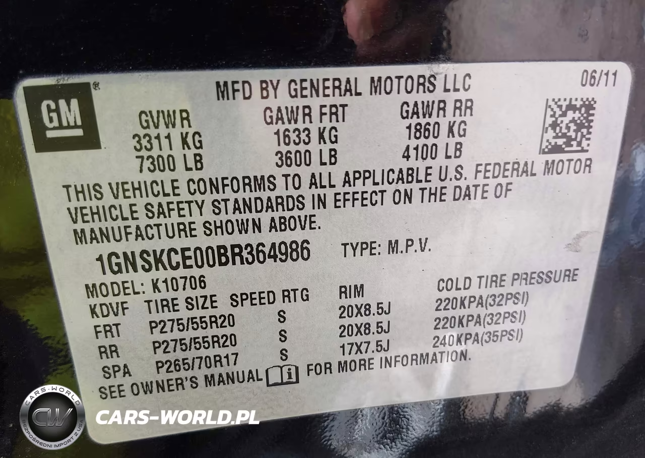2011 Chevrolet Tahoe Ltz VIN:1GNSKCE00BR364986 - 9