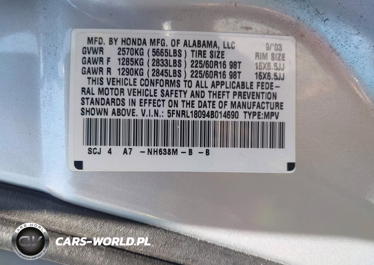 2004 Honda Odyssey Ex-L VIN:5FNRL18094B014690 - 9