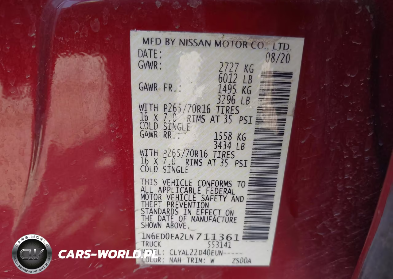 2020 Nissan Frontier Sv 4X2 VIN:1N6ED0EA2LN711361 - 9