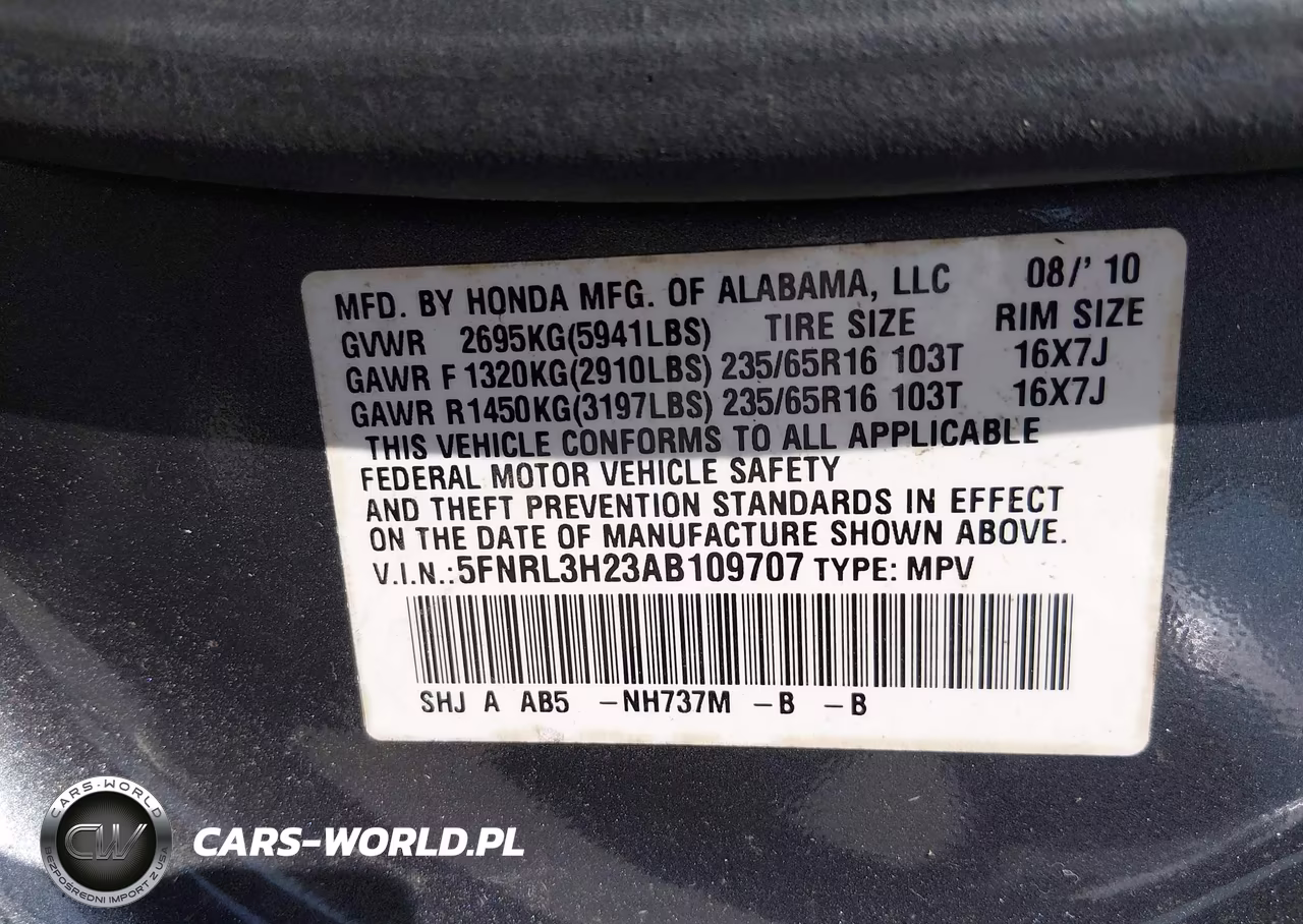 2010 Honda Odyssey Lx VIN:5FNRL3H23AB109707 - 9