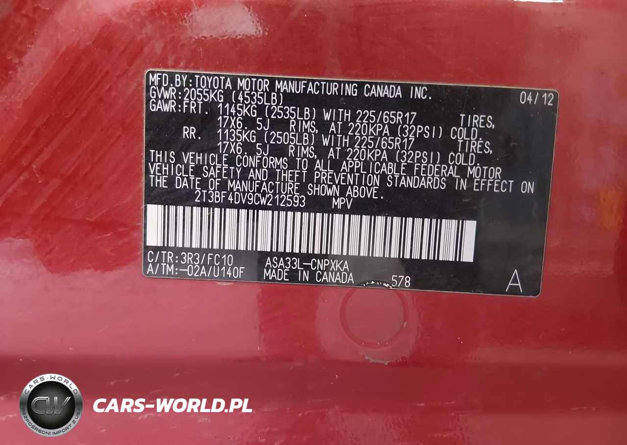 2012 Toyota Rav4 VIN:2T3BF4DV9CW212593 - 9