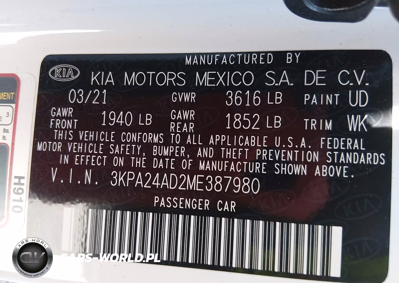 2021 Kia Rio S VIN:3KPA24AD2ME387980 - 9