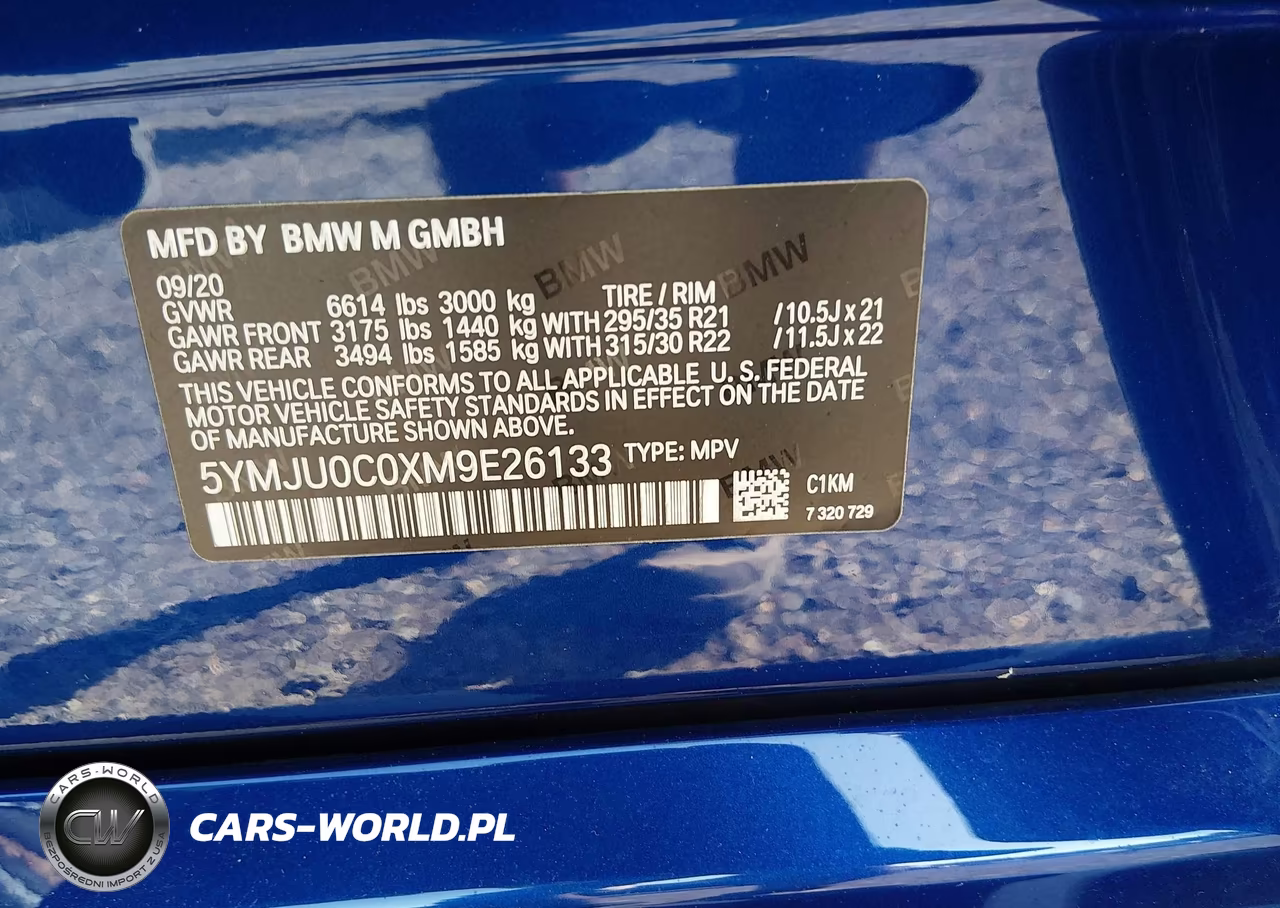 2021 BMW X5 M VIN:5YMJU0C0XM9E26133 - 9