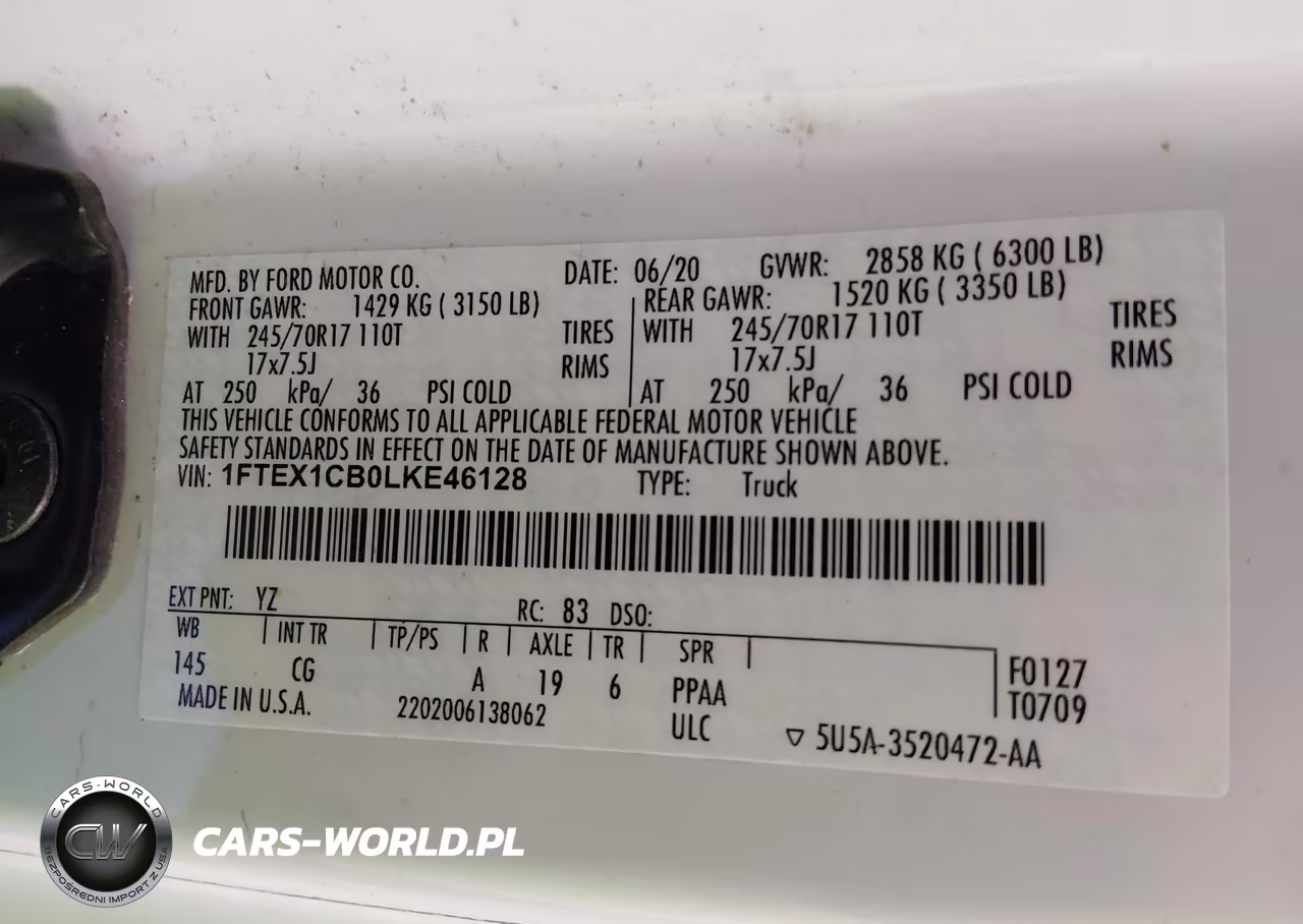 2020 Ford F-150 Xl VIN:1FTEX1CB0LKE46128 - 9