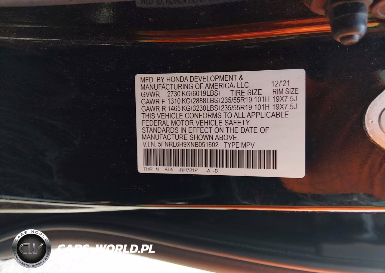 2022 Honda Odyssey Elite VIN:5FNRL6H9XNB051602 - 9