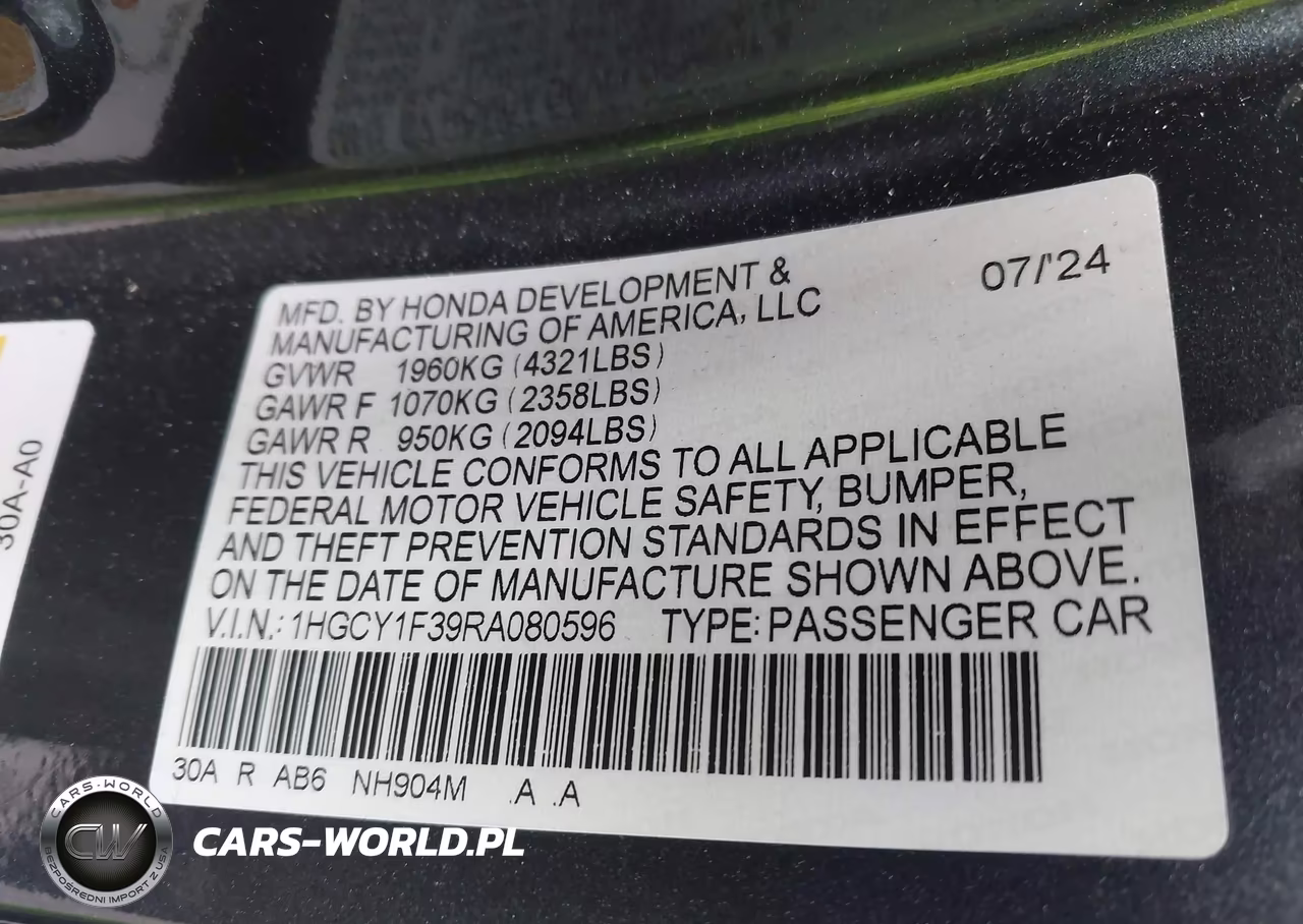 2024 Honda Accord Ex VIN:1HGCY1F39RA080596 - 9